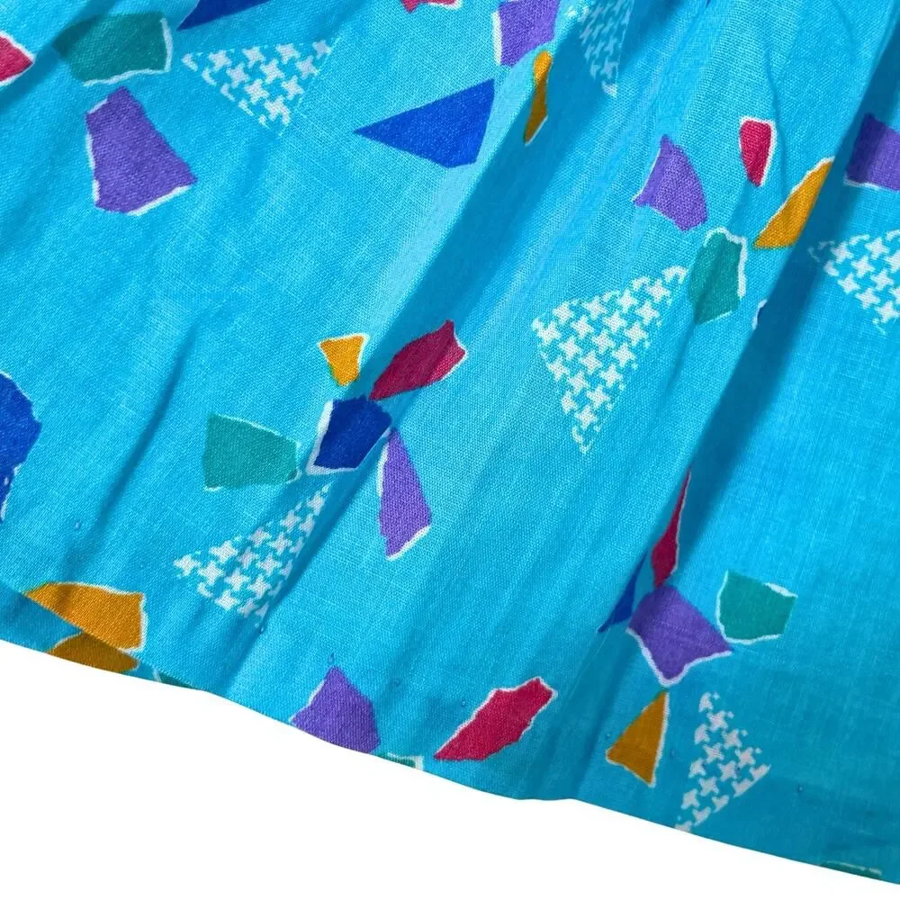 Vintage Carrots Sun Dress Girl's Summer Size 3 Blue Colorful 80s Ruched Print